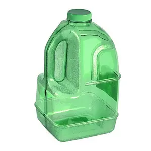 1 Gallon BPA FREE Reusable Plastic Drinking Water Big Mouth "Dairy" Bottle Jug Container with Holder - Green