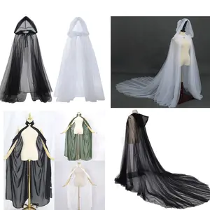 Gothic Women Mantle Hooded Cloak Fairy Elf Shawl Retro Wedding Party white Cape Medieval Witch Vampire Cosplay Cloak