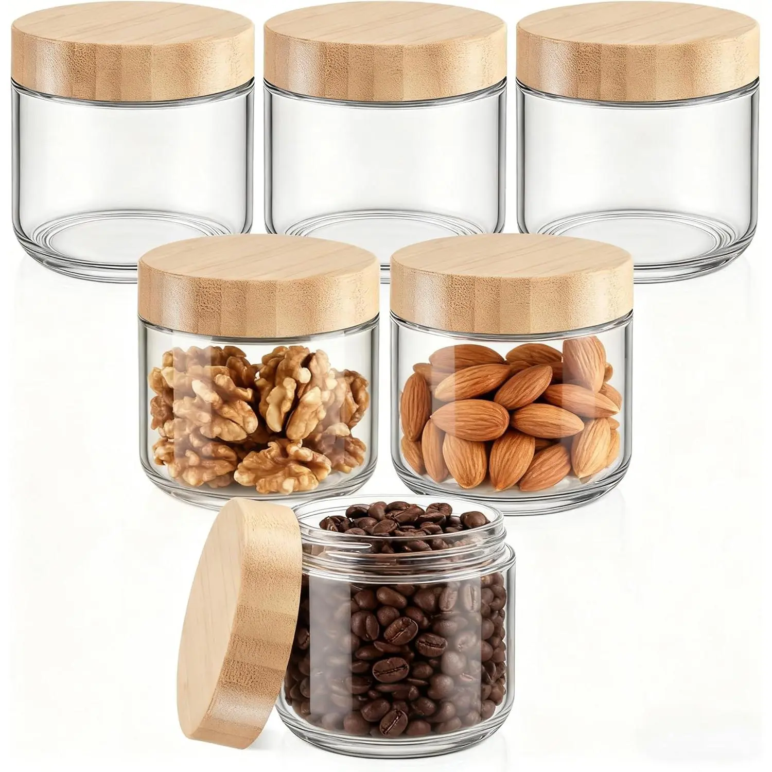 8 oz Glass Jars with , Small Glass Container with  Airtight Lid, Wide Mouth Canisters for  Pudding Meal Prep Parfait Salad Snacks Yogurt , 6 Pack