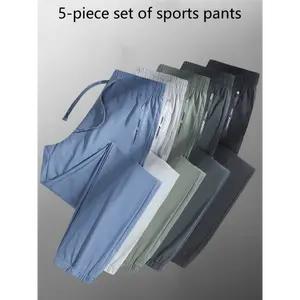 5pcs ComfortFit Women's Joggers - Ultra-Breathable, Drawstring Waist, Zip Pockets, Stretchy Nylon Blend for Summer Sports, Travel, and Active Lifestyle - Perfect for Outdoor Enthusiasts