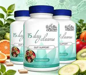 Maintains Overall Vitality  Mila McAnner 15 Day Cleanse Gut and Colon Support Caffeine Free Advanced Formula with Senna Cascara Sagrada Psyllium Husk Non-GMO Probiotics 30 Capsules