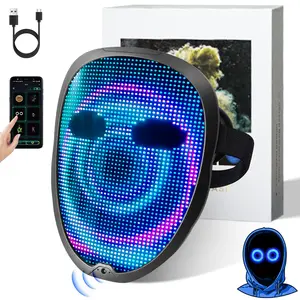 Ompusos LED Mask - Luminous Mask Bluetooth APP Gesture Sensing Halloween LED Mask for Adults, Digital Mask Masquerade Mask, Let You Become a Real Life Kamen Rider Accessories Multicolor