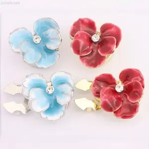 Rhinestone-Inlaid Enamel Flower Cufflinks - No-Sew Press Stud Shirt Fasteners, Formal & Daily Wear Fashion Clothing Accessories, Rhinestone Cuff Links