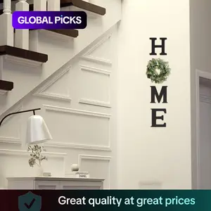 Wooden HOME Letters with Artificial Eucalyptus Wreath, Modern Hanging Farmhouse Sign, Wall Decor Home Decoration for Living Room and Kitchen and Christmas