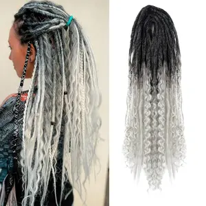 DE Dreadlock Extensions 24 Inch, 3 In 1 Mixed DE Dreads Hippie Style Boho 15 Strands Handmade Braid in Dreadlock Extensions (DE TB-GREY Mixed 15 strands, 24 inch)