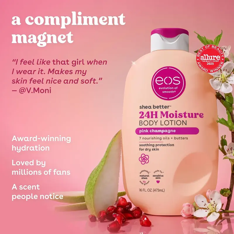 eos Shea Better Body Lotion Pink Champagne 24H Moisture 16 fl oz ...