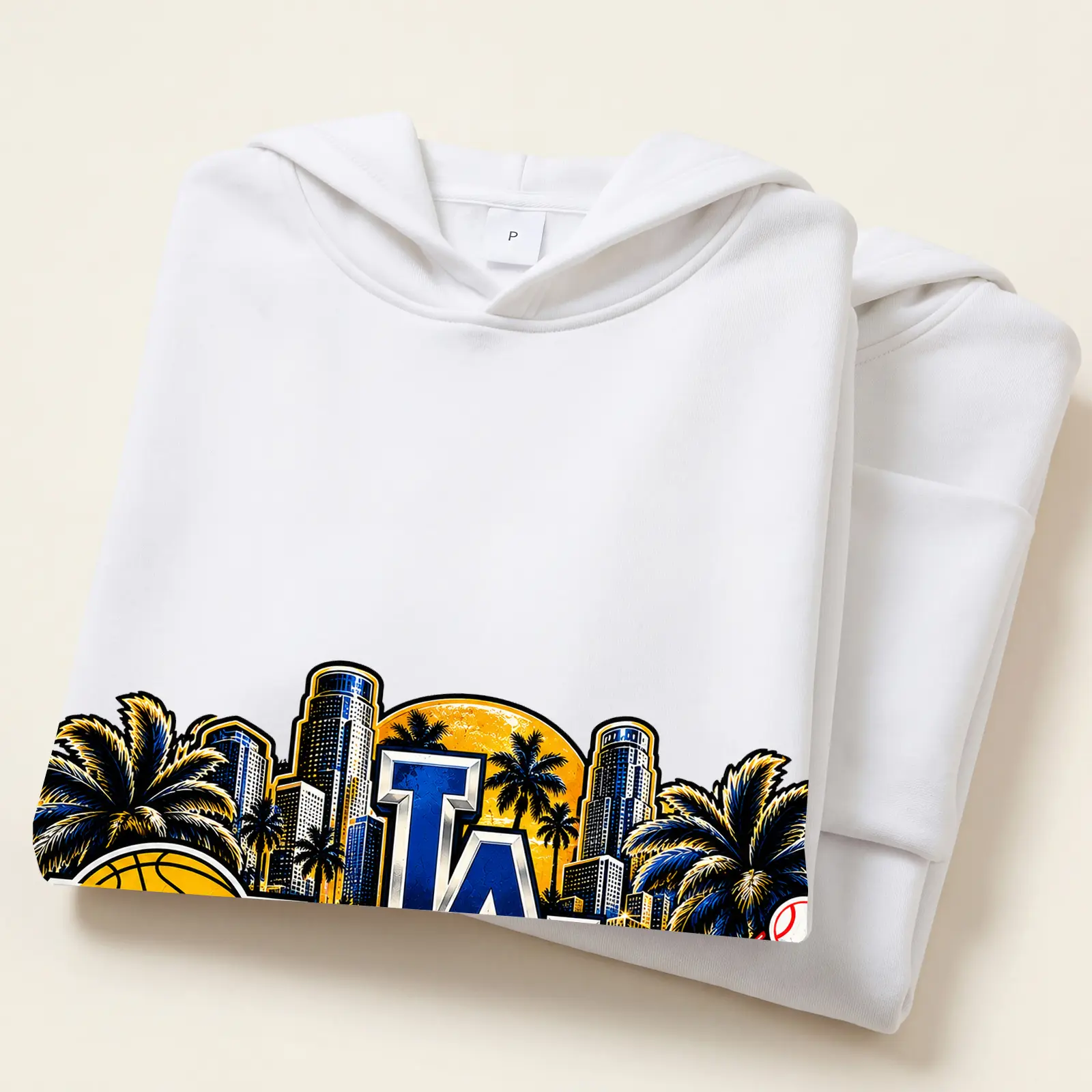 Los Angeles LA City of Angels Sports Skyline Graphic Hoodie Fleece Fabric Casual Hooded Sweatshirt Trendy Tops Perfect Gift