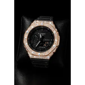 Custom Moissanite Iced-Out G-Shock Stainless Steel Watch