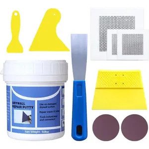 Drywall Repair Kit,Drywall Hole Patch Repair Kit,Wall Spackle Paste 9.8OZ to Fix Wall Surface Holes and Creak  with White Wall Repair Putty,Scraper,Sanding Pad Fill Quick and Easy Solution