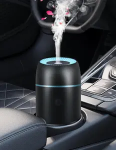 DIBMS Car Diffuser for Essential Oils Portable Mini Ultrasonic Mist Humidifier 100ml USB Aromatherapy Diffuser Freshener with Colorful Lights for Small Space Home Office Bedroom (Black)