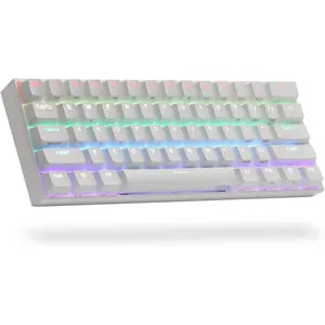 2D, 60% Wired/Wireless Mechanical Keyboard (Kailh Box White Switch/White Case) - Full Keys Programmable - True RGB Backlit - Tap Arrow Keys - Double Shot PBT Keycaps - NKRO - 1900Mah Battery