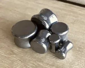 PAIR of Stunning Hematite Organic Stone Plugs - Gauges 6g (4mm)  up to 5/8" (16mm)