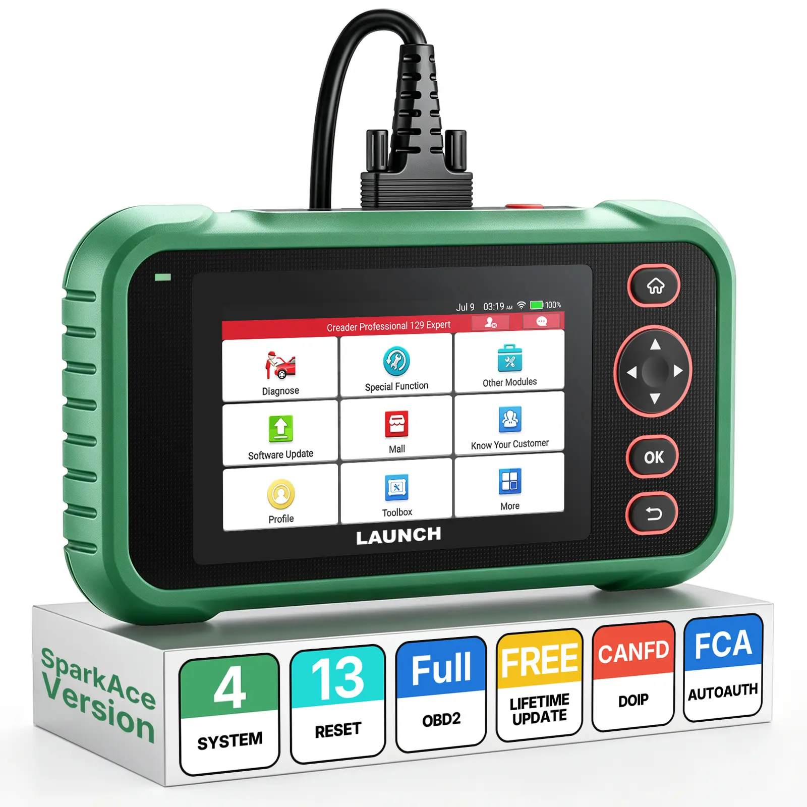 LAUNCH CRP123 Advanced (8 Resets) / CRP129 Expert (13 Resets) OBD2 Scanner, Engine ABS SRS Transmission Diagnostics, AutoVIN, 64GB, 6000mAh Battery, Lifetime Free Updates