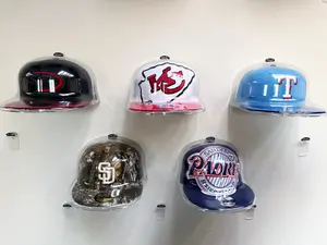 Five Pack Cap Displays:  Floating Cap Display - 100% Dust-Free Protection & Archival Gallery Display - Includes Transparent Mounting Hook & 3M Tape for Easy Installation