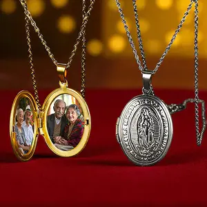 Guadalupe Stainless Steel Locket with 2 Photos