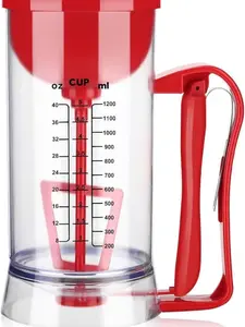 Batter dispenser,1200mL Electric mixer Cordless pancake dispenser with measuring label, batter separator for pancakes, cupcakes, waffles, muffin mixes, crepe and cakes
