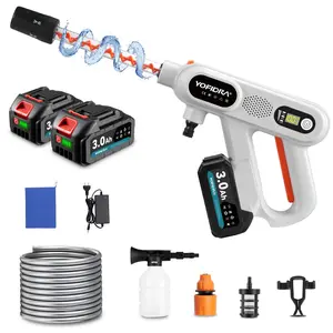 Yofidra 220Bar Brushless High Pressure Car Washing Machine Gun Water Wash Spray Gun 3 Speed Electric Garden Washing Machine For Battery 21V 1Machine Gun Water Wash Spray Gun 3 Speed Electric Garden Washing Machine For Battery 21V