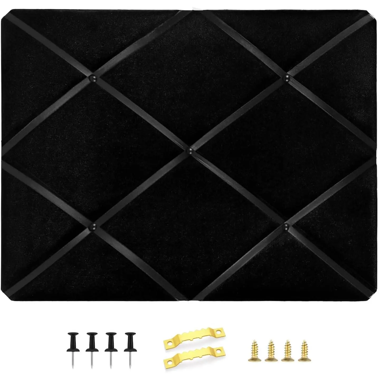 Black Fabric Memo Bulletin Board, 23.6x17.7 inches  Pin Board for Wall, Vision Board Message Board Cork Board with Criss-Cross Ribbons for Home Office  Wall Decor(BK ,4560)