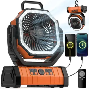 Portable Table Fan with 20000mah Battery, 4 Speed Settings, Rechargeable LED Light, Wireless Design, Handheld & Rotatable, Ideal for Camping & Parties, Travel Fan, Portable Personal Fan, Portable Cooling Fan, Rotating Fan, USB Portable Fan, Usb Fans