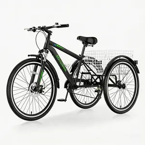 Mooncool Adult Mountain Tricycle, 7 Speed Three Wheel Bike, 24/26 Inch Adults Trikes for Seniors with Shopping Basket, Exercise Men's Women's Tricycles