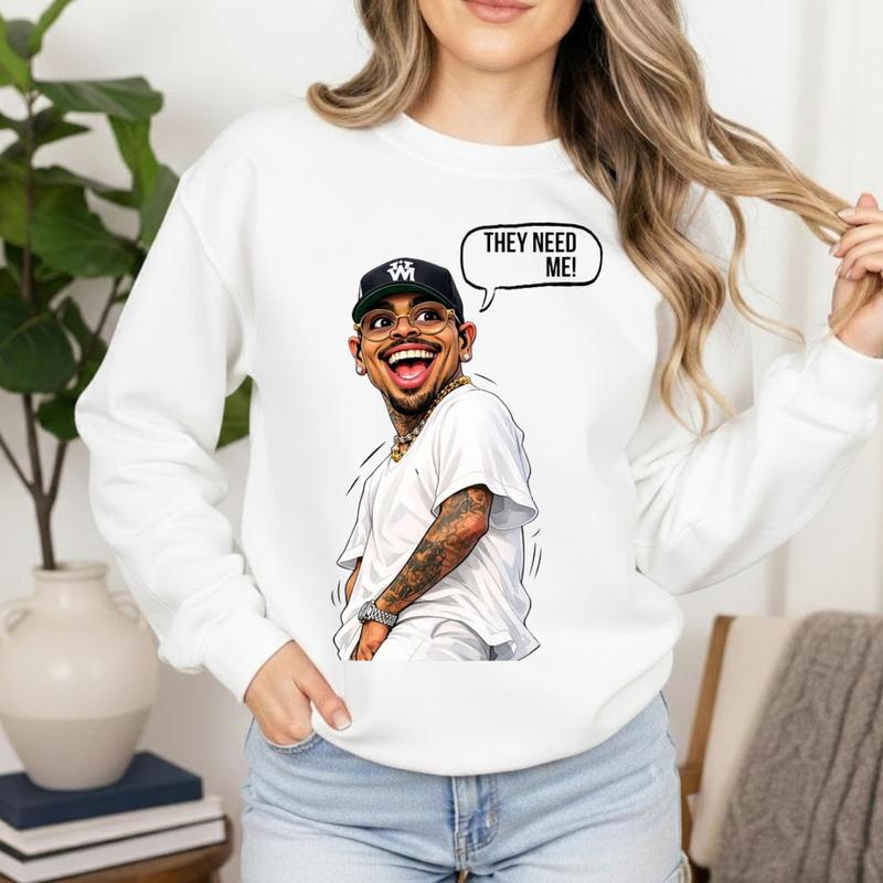 Chris Brow They Need Me Shirt Funny Breezy Cartoon Tee R&B King Graphic Top Team Breezy Hip Hop Fan Gift