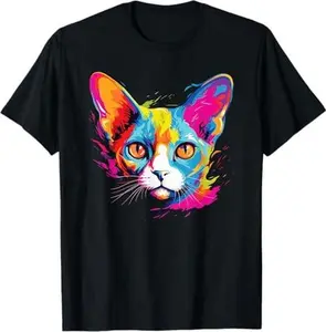 Cat Watercolor Colorful Devon Rex Cat Cats T-Shirt