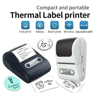 Portable Wireless Thermal Label Printer, Mobile Printer Compatible iOS Android, Date Receipt Inventory Shipping Qr Barcode Printing