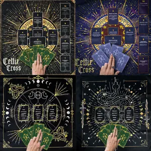 Mystical Esoteric Tarot Tablecloth Bag Set Thickened Flannel Celtic Cross Tarot Cloth Reading Cabo Tarot Tablecloth
