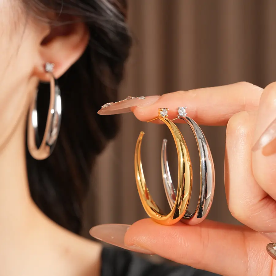 Large  Hoop Earrings for Women Trendy 18K  Plated Big Open Hoops Stud Earrings Statement Jewelry for Women Gold