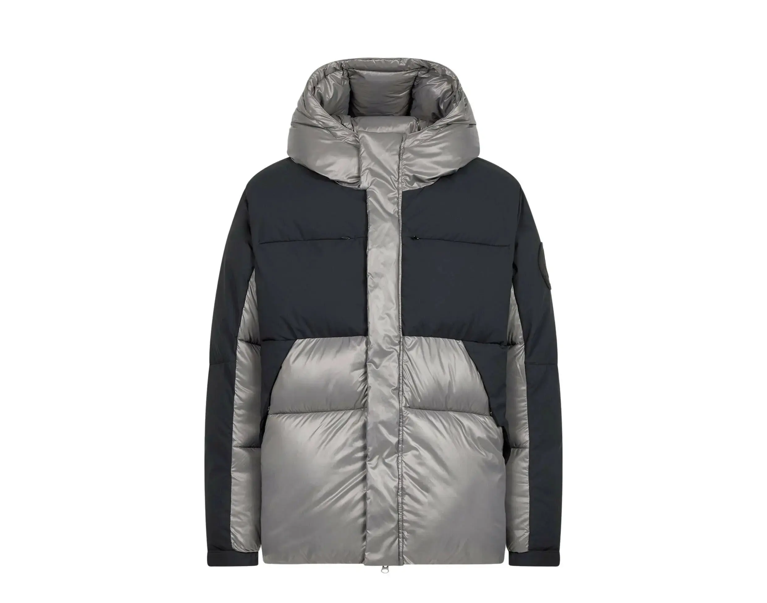 Save The Duck Luma Hooded Puffer Jacket in Mid Grey/Black | Men's