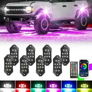 8PCS RGB LED Rock Lights Kit – 16 Million Colors, Multi-Mode, IP67 Waterproof, Remote Control, Off-Road & Underglow Lighting for Car/Truck/ATV/Boat
