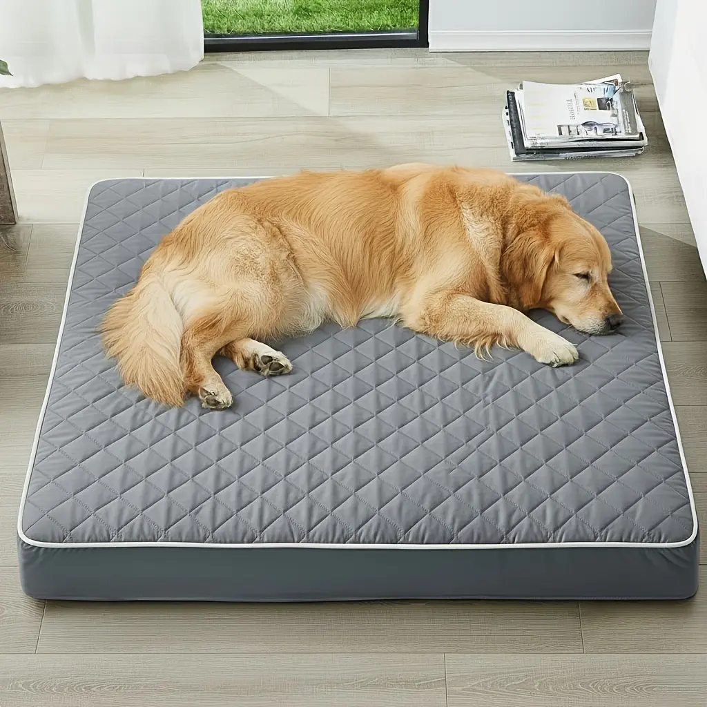 Extra Large Waterproof Dog Bed with Removable Washable Cover & Anti-Slip Bottom, Multi-Needle Quilting XL Pet Bed (Grey,Room decor,Outdoor patio furniture,Patio furniture)