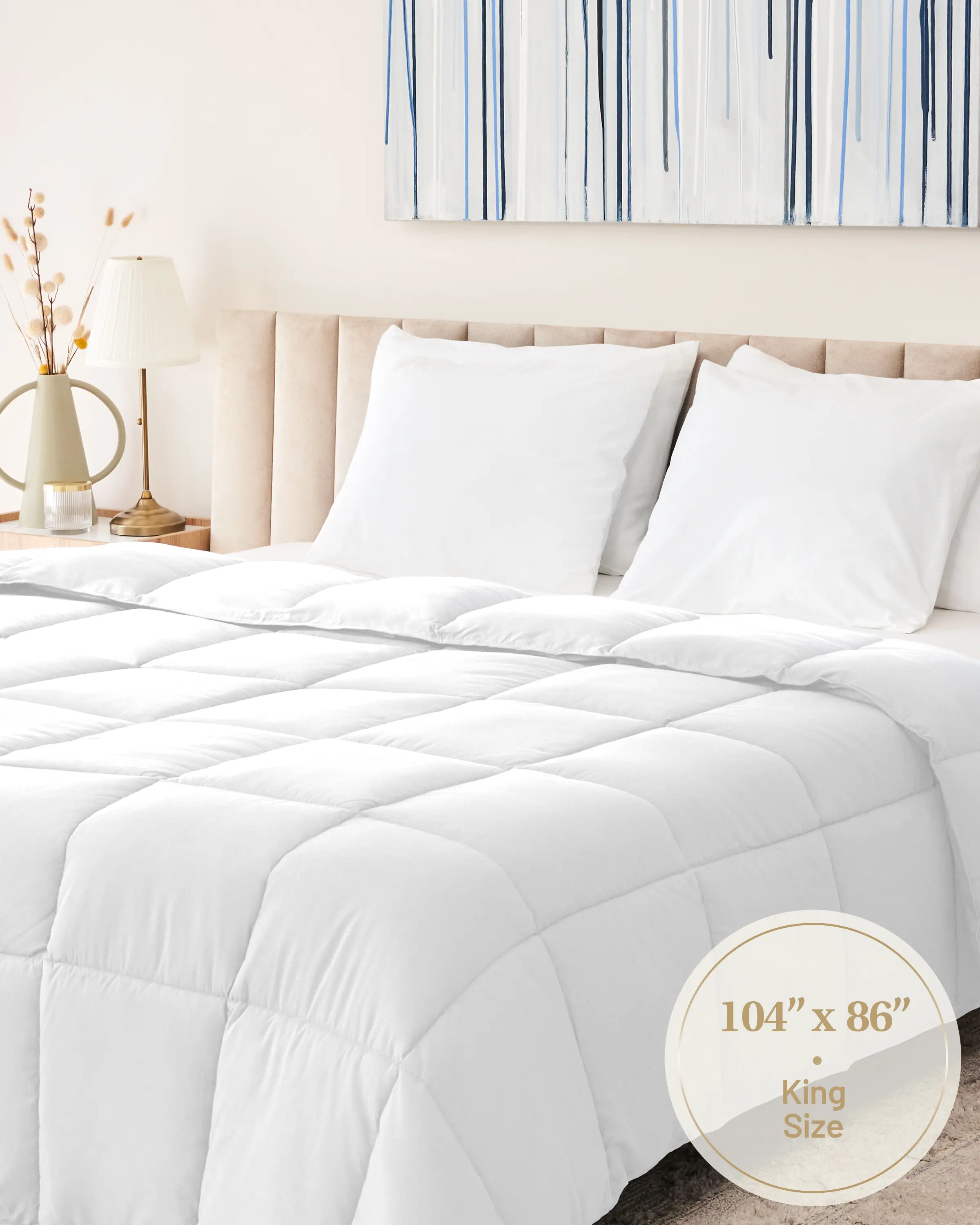 Down Alternative Comforter- Extra Fluffy and Soft Duvet Insert - Thick Puffy Premium All Season Winter - Luxury Breathable Hotel Cooling Comforter  - King, White, Queen, Twin, California King
