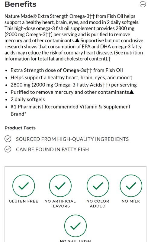 Extra Strength Omega-3†† From Fish Oil Softgels 2800 mg