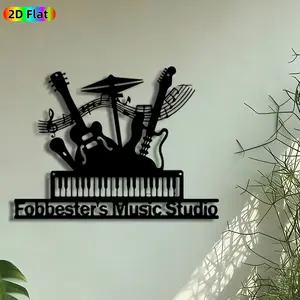 1pc Musical Instrument Silhouette Metal Wall Art, Music Studio Statue Mural, Artistic Metalwork, Intricate Craftsmanship, Perfect for Graduation, Housewarming Decor, Perfect for Studio Living Room Music Room Decor, Ideal Gift for Music Enthusiasts.