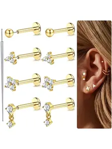 16G/18G/20G Steel Tragus Piercing Jewellery Labret Piercing Jewellery Threadless Push in Nose Studs Tragus Earrings Flat Back Tragus Stud Lip Medusa Helix Piercing Jewellery 6/7/8MM