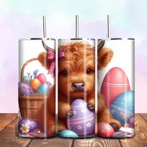 Baby Girl Cow with Easter Eggs