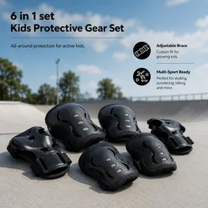 6-in-1 CPSIA Certified Kids Anti-Injury Foam-Based Heat-Wicking Pad Gear Set (Ages 2-5) - Elbow Protectors, Knee Pads, Wrist Guards for Skateboarding, Cycling, Anti-Injury Protective Gear, Elbow Protective Gear