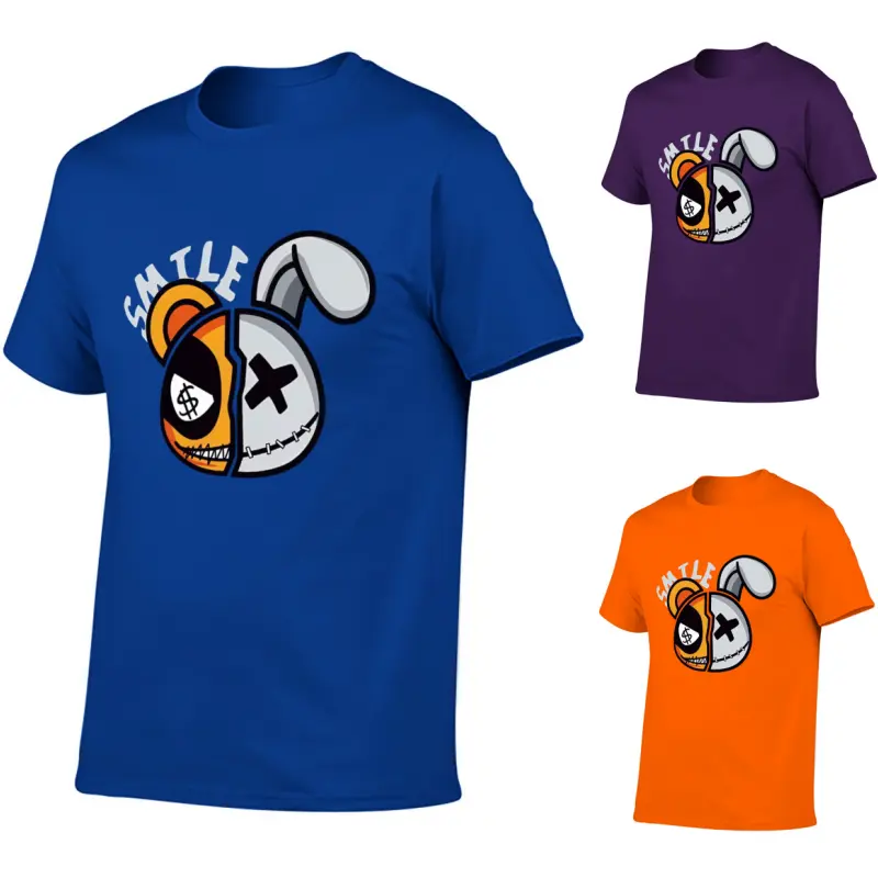 Men's Graphic T-Shirt With Cartoon Toy Bear & Rabbit Pattern Print,Trendy Soft Short Sleeve Y2k Graphic Tee for Casual Streetwear,Gym,Workout | Holiday Gift for Dad,Husband,Boyfriend (Father's Day,Christmas,Birthday),Men Colthing,Plus Size TShirt