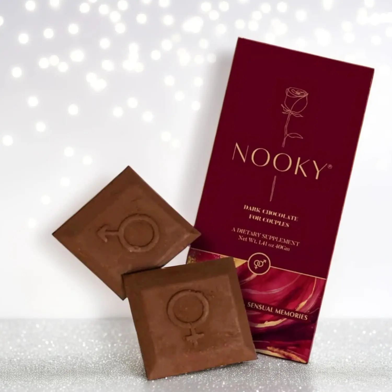 Nooky Couple Dark Chocolate for Men & Women (Pack of 1) | Premium Dark Chocolate Treat | | Vegan & Gluten-Free | Crafted for Everyday Indulgence, 40 g