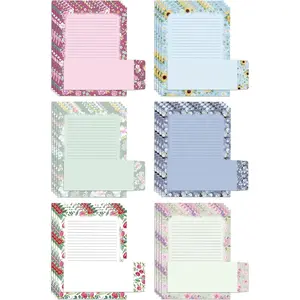 Better Office Products Floral Paper Stationery Set, 100 Piece Set (50 Lined Sheets + 50 Matching Envelopes), Letter Size 8.5 x 11 inch, 6 Designs, Double Sided/Lined Printing Paper,