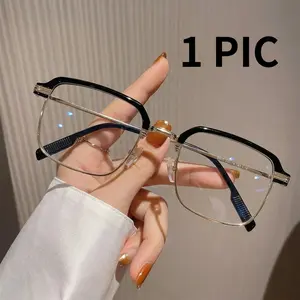 New Arrival: Trendy Photochromic Non-Prescription Glasses — Edgy-Cool Semi-Rimless Style with HD Anti-Blue Light Protection for a Refined, High-Intellect Look