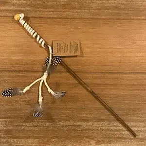 Handmade Feather Cat Teaser Wand – Natural Bamboo Eco Toy