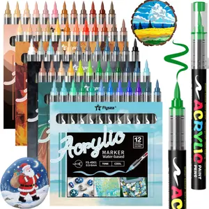 Water Based Acrylic Paint Markers, Soft Brush Tip Acrylic Paint Pens,Automatic ink control Marker Pen,for Rock Painting, Egg, Wood, Glass, Paper, Mugs,DIY Crafts Making,Art Supplies, Doodle Drawing Pen