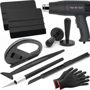 Hot air gun suitable for vinyl wraps, car wrap kit includes hot air gun, scraper, vinyl cutter, and magnetic holder
