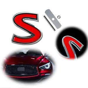 1pc 3D Metal S Car Sticker Front Grill Badge Emblem Decal For Infiniti Q50 Q60 Q70,etc