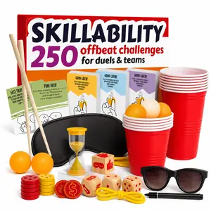 QUOKKA Skillability Challenge Tabletop Board Game Set - 250 Fun Task Cards, Versatile Kit, Strategy Games for Ages 8+ Kids & Family, Tabletop Games