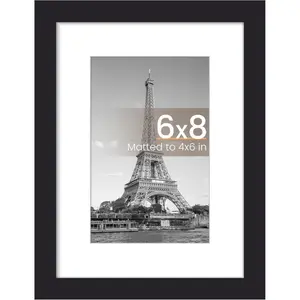 6x8 Picture Frame, Display Pictures 3.5x5.5 with Mat or 6x8 Without Mat, Wall Hanging Photo Frame, Black, 1 Pack
