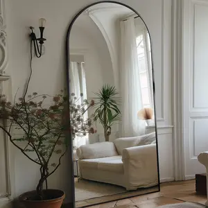 Floor Mirror, 71"×28" Arched Full Length Mirror Arched Mirror with Stand, Black Large Arched Wall Mirror, Oversized Arched Mirror Full Length, Wall Mounted Mirror Full Length