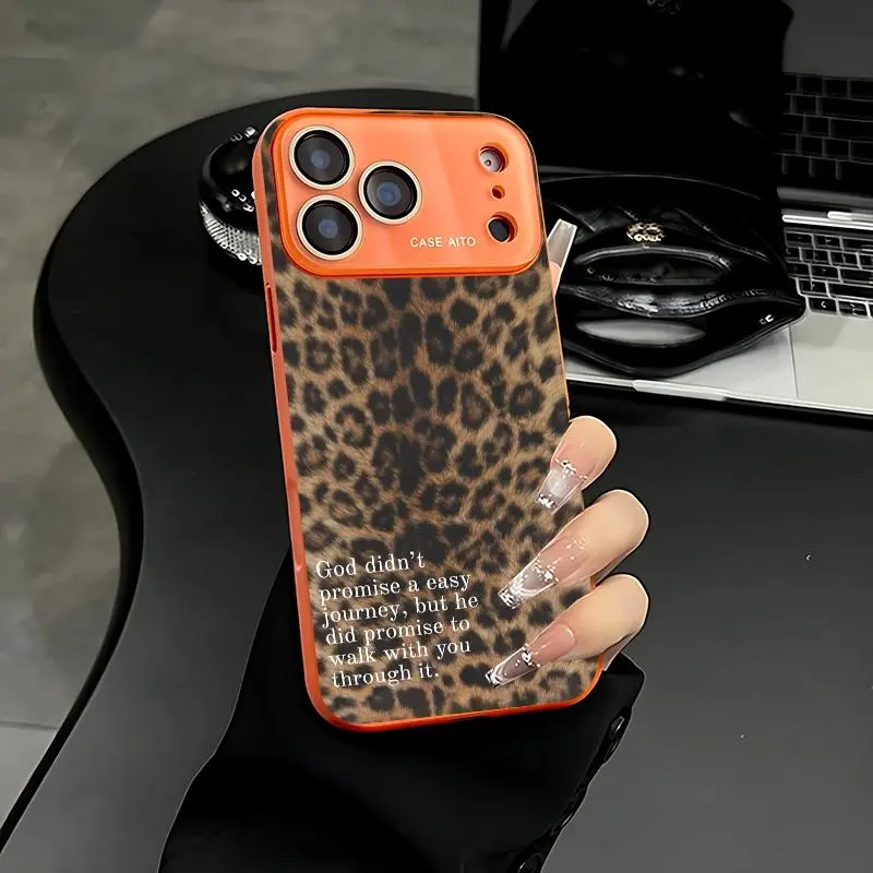 Classic Leopard Print Scripture Pattern Smartphone Case, Skin-Friendly TPU Accessory with Lens Protector, Compatible with iPhone 17/16/15/14 Pro Max & 15/14/13/12 Handheld Devices, Accessories, Casing